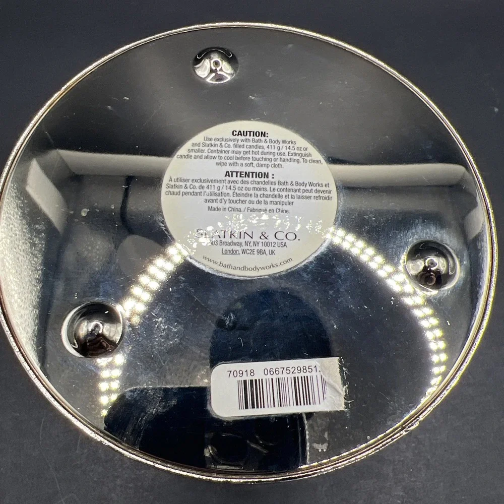 Bath & Body Works Botanical Bling Silver Vines Leaves 3-Wick Candle Holder